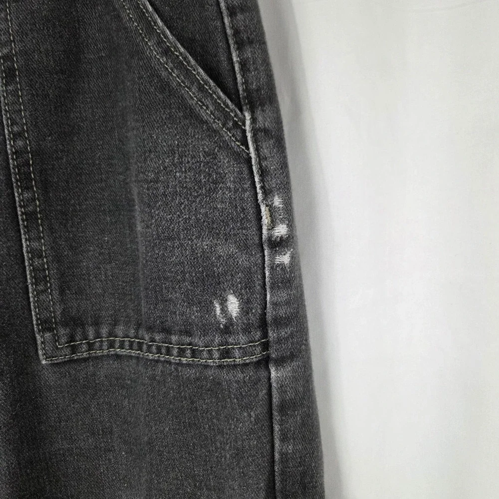 SheIn Jeans Womens 30 Gray Charcoal Wash High Rise Straight Cargo Pockets Denim